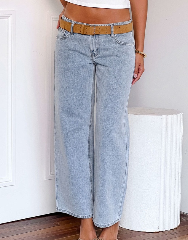 Beginning Boutique - Clara Star Light Wash Denim Low Rise Jeans