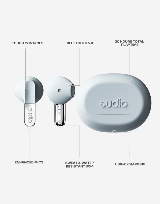 Sudio - N3 -True Wireless 5.4 Bluetooth In-Ear Headphones/Earbuds