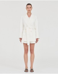 FRIEND of AUDREY - The Linen Blanket-Stitch Shorts