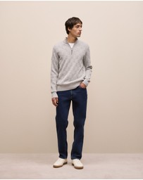 Trenery - Merino Nep Cable Half Zip in Grey Melange