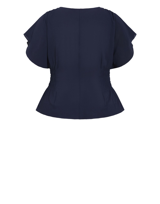 City Chic - Plus size Zara Flutter Top - navy