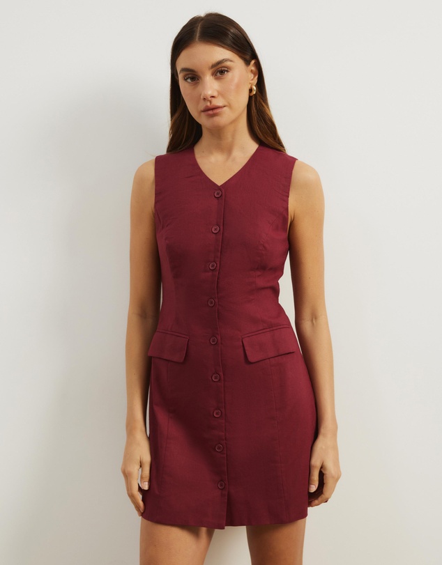 Atmos&Here - Juno Tailored Linen Blend Mini Dress