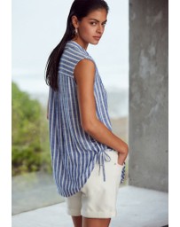NEXT - Sleeveless Ruched Side Linen Blend Shirt