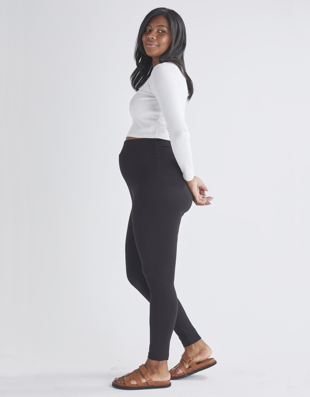 Angel Maternity - Celia Maternity Long Sleeve Cotton Crop Tee - White