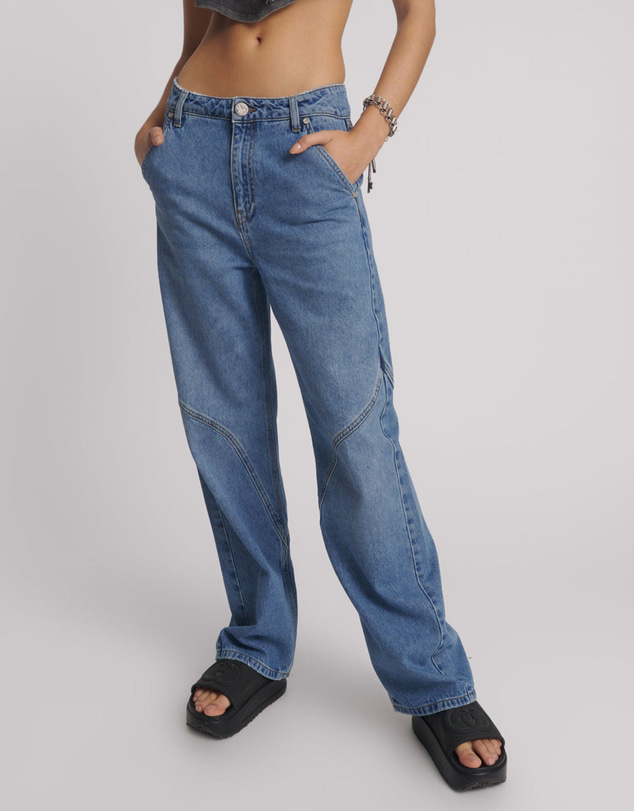 ONE TEASPOON - Western Wonders Mid Waist Straight Leg Denim Jeans - Blue Estate