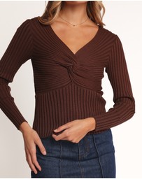 Petal & Pup - Demi Twist Detail Knit Top - Brown