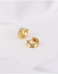 Wanderlust + Co - Triple Band Gold 8mm Baby Huggie Earrings