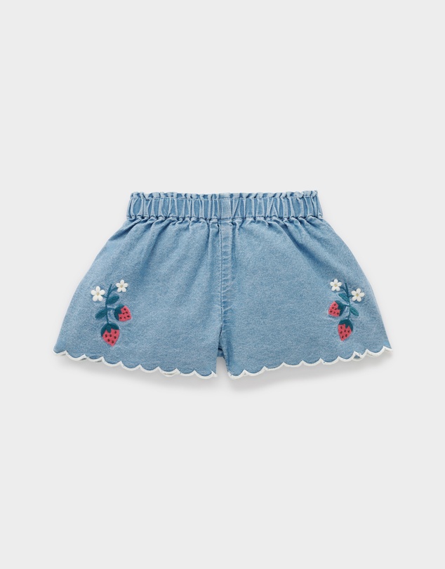 Purebaby - Scalloped Denim Shorts- Kids-Babies