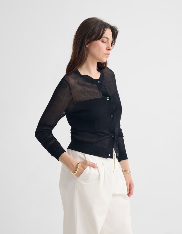 Oxford - Celina Sheer Panel Cardigan