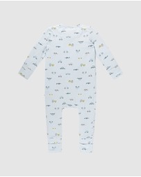 Kynd Baby - Day Or Night Onesie in Blue Haze Cars