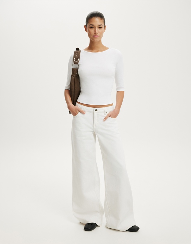 Cotton On - Boat Neck 3/4 Sleeve Top