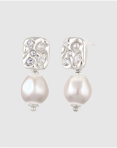 Elli Jewelry - Baroque Swarovski® Pearl Drop Earrings in 925 Silver