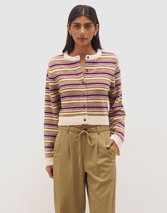MON RENN - Orchid Stripe Cardigan