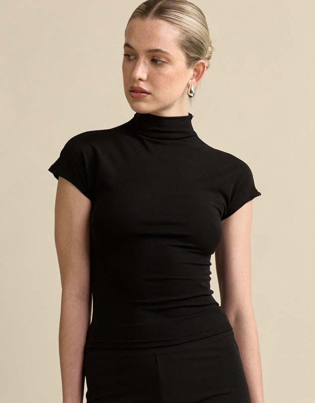 MVN - High Neck Cap Sleeve Top