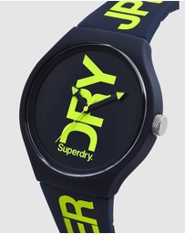 Superdry - Navy Silicone Green Print Watch