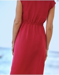 Sosandar - Cinched Waist Linen Rich Summer Dress
