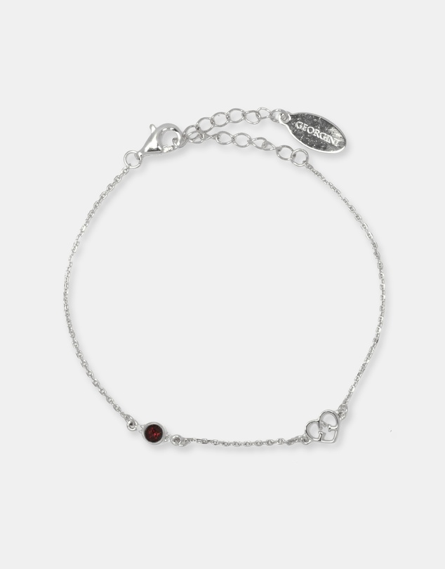 Georgini - Natural Garnet And Two Natural Diamond January Silver Bracelet