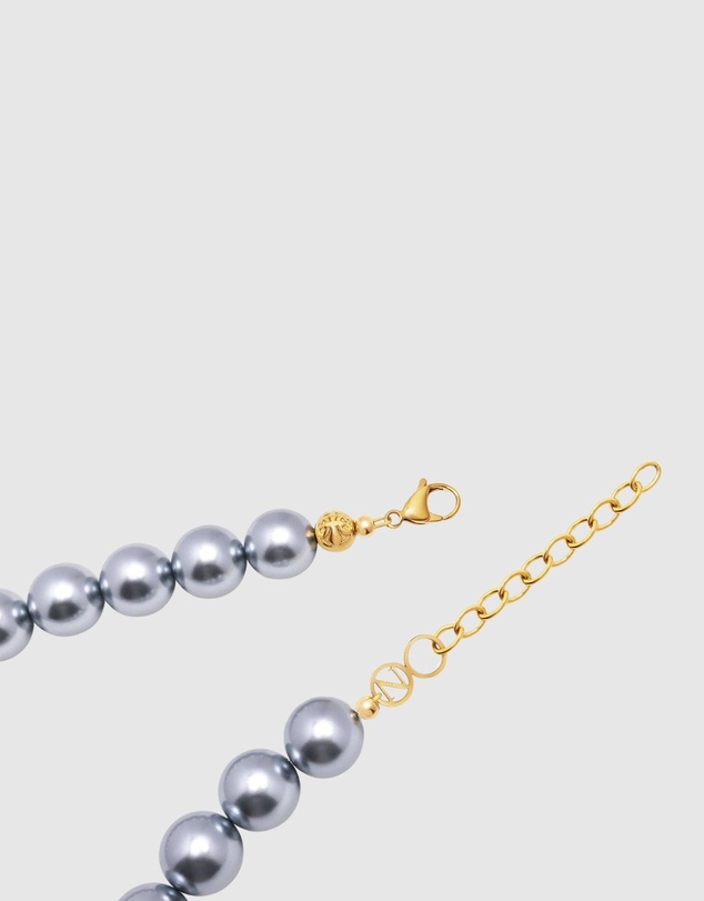 Nialaya Jewellery - Chunky Pearl Choker with Silver Finish