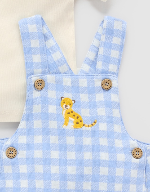 Purebaby - Gingham Overall Set -Kids-Babies