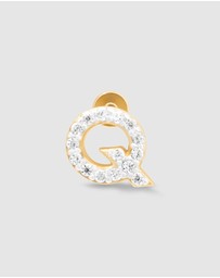 Wanderlust + Co - Alphabet Pave Gold Flat Back Earring - Letter Q
