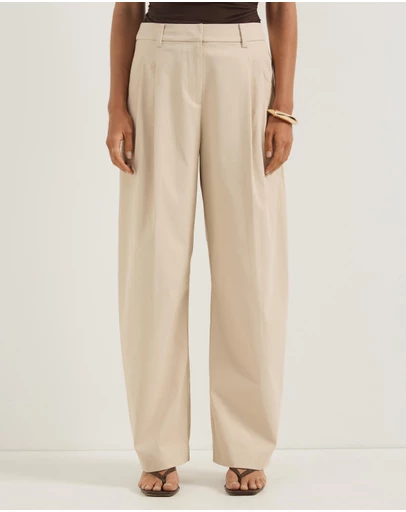Atmos&Here - Ava Tailored Pleat Front Barrel Pants