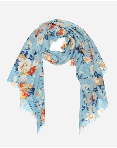 Ozwear Connection Uggs - 100% Australian Wool Print Scarf Blue