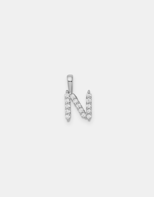 Zoe Olivia - 9K White Gold Lab Grown Diamond Initial N Pendant