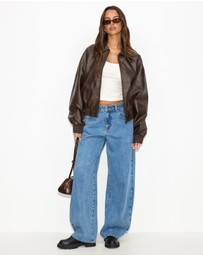 Dazie - Alaia Leather Look Bomber Jacket