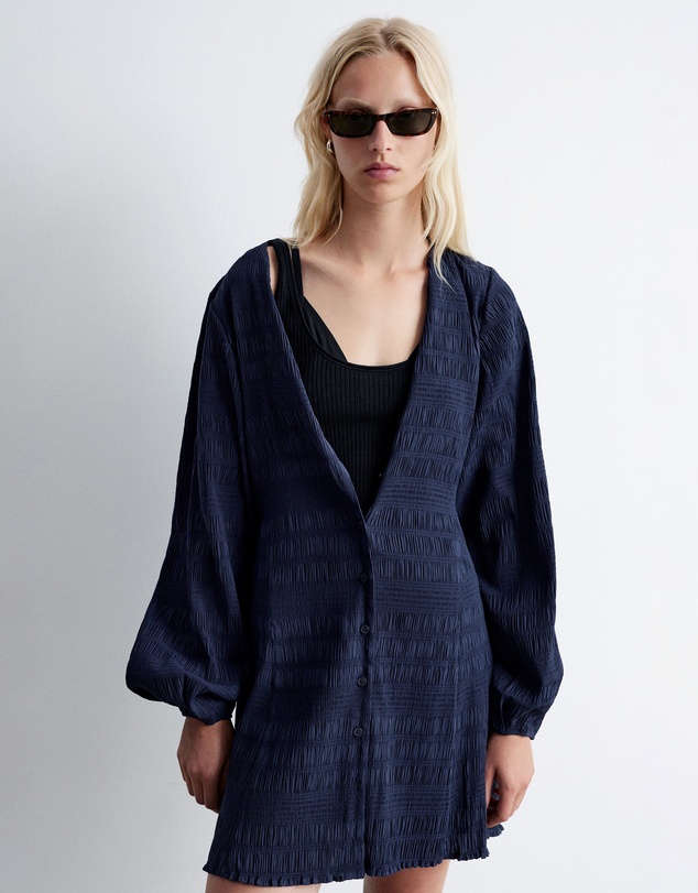 & Other Stories - Smocked Balloon-Sleeve Mini Dress