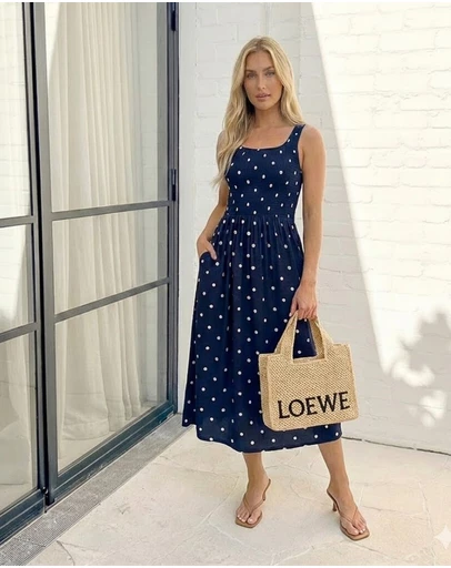 Esther & Co - Torrance Dress - Navy Spot