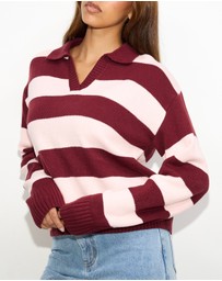 Dazie - Freya Stripe Knit Polo