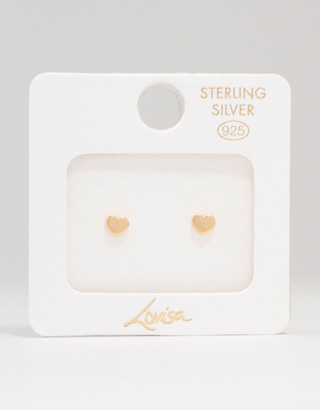 Lovisa - Gold Plated Sterling Silver Heart Stud Earrings