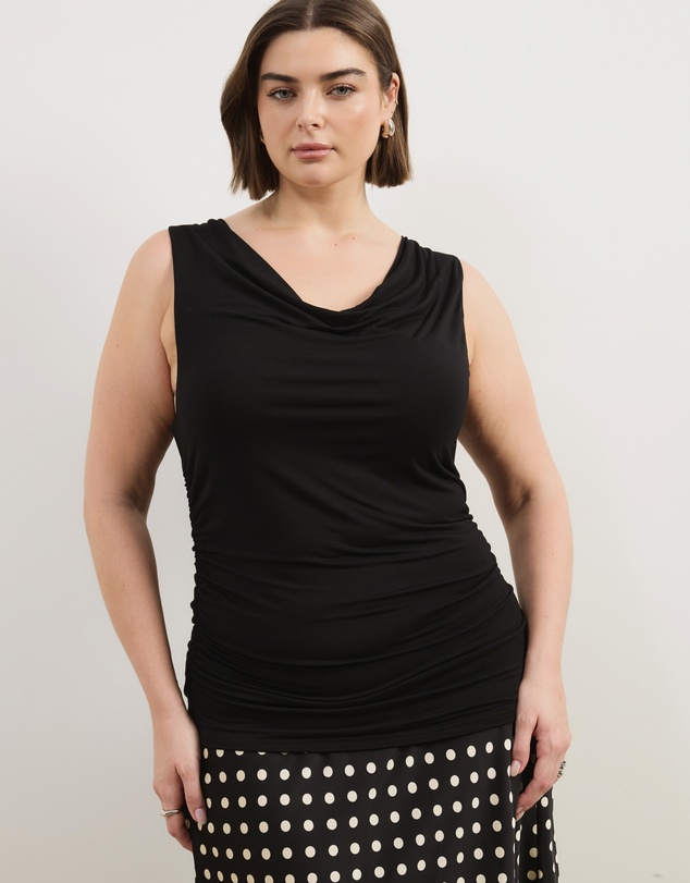 Atmos&Here Curvy - Jersey Cowl Neck Tank Top