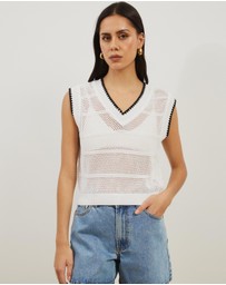 Atmos&Here - Benny Contrast Knit Vest Top