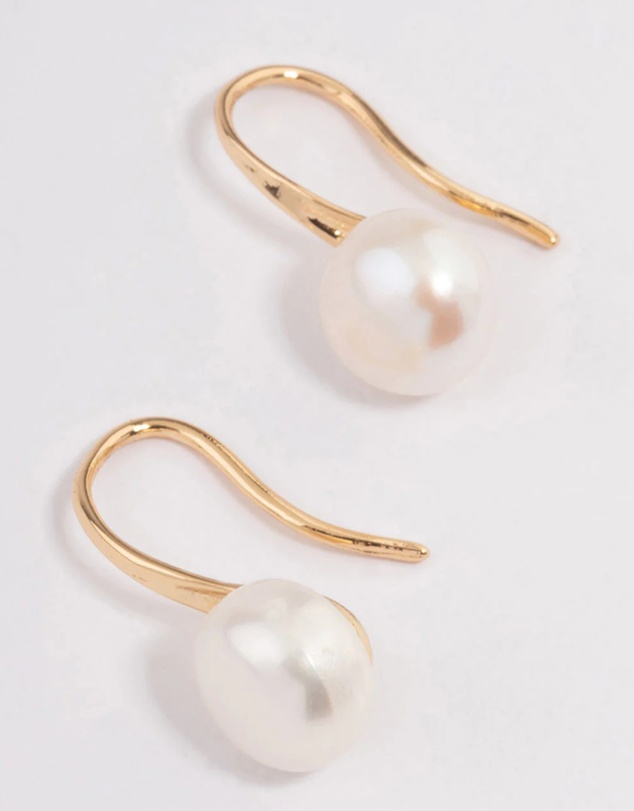 Lovisa - Gold Plated Freshwater Pearl Small Hook Drop Earrings