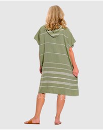 Tolu Australia - Adult Hooded Beach Towel in Green Nature – Quick-Dry Swim Poncho for Swimming & Surfing