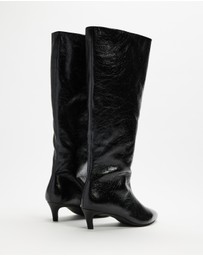 AERE - Nara Knee High Heeled Leather Boots
