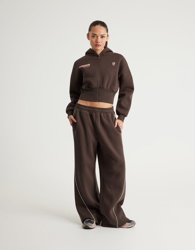 Upstate - Cropped Zip Thru Hoodie - Espresso