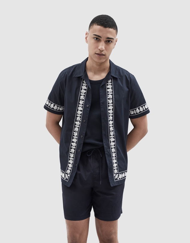 UNISON - Border Embroidered S/S Regular Fit Shirt