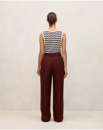 Trenery - Linen Pintucked Pant in Espresso