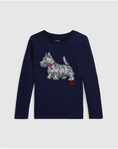 Polo Ralph Lauren - Dog Print Cotton Long Sleeve Tee - Kids
