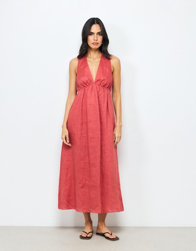 AERE - Navi Linen Midi Dress