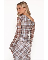 Petal & Pup - Caitriona Cowl Neck Top - Blue Plaid