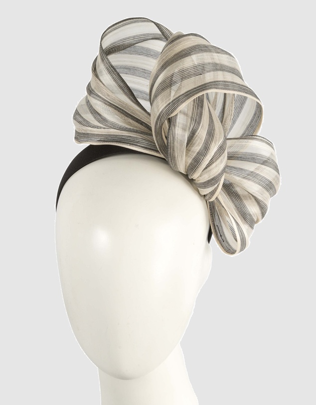 Fillies Collection - Bespoke Black Cream Bow Racing Fascinator