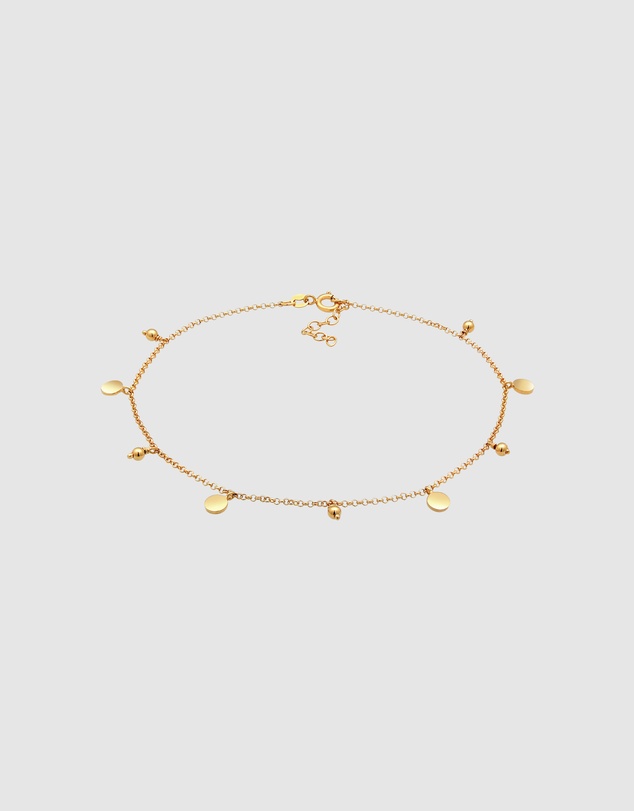 Elli Jewelry - Anklet Plate Pendants Boho Style in 925 Sterling Silver Gold Plated