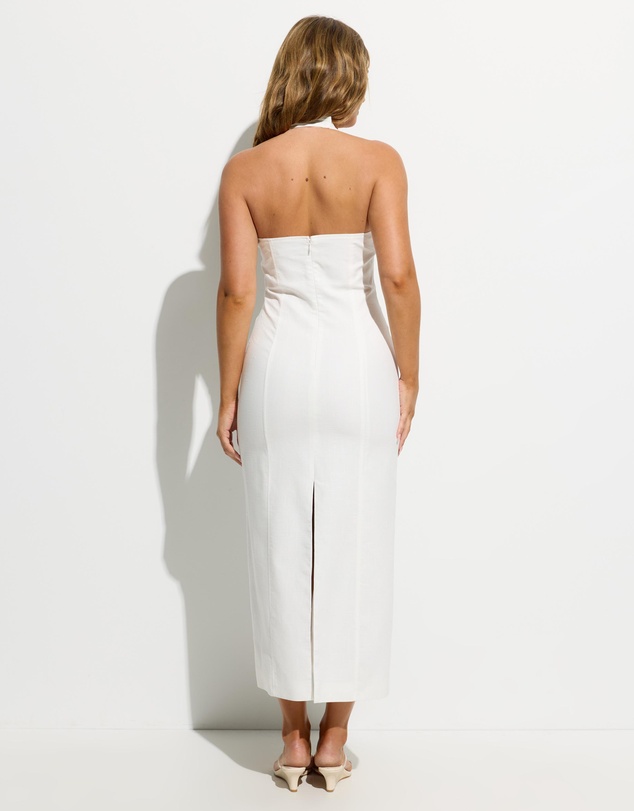 Dazie - Odessa Plunge Neck Cotton Blend Midi Dress