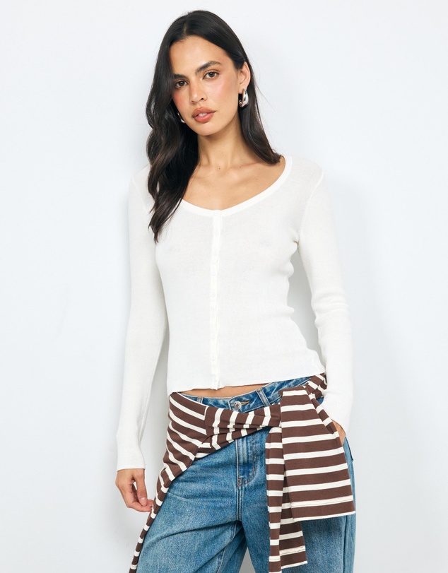 AERE - Lyla Organic Cotton Knit Cardigan