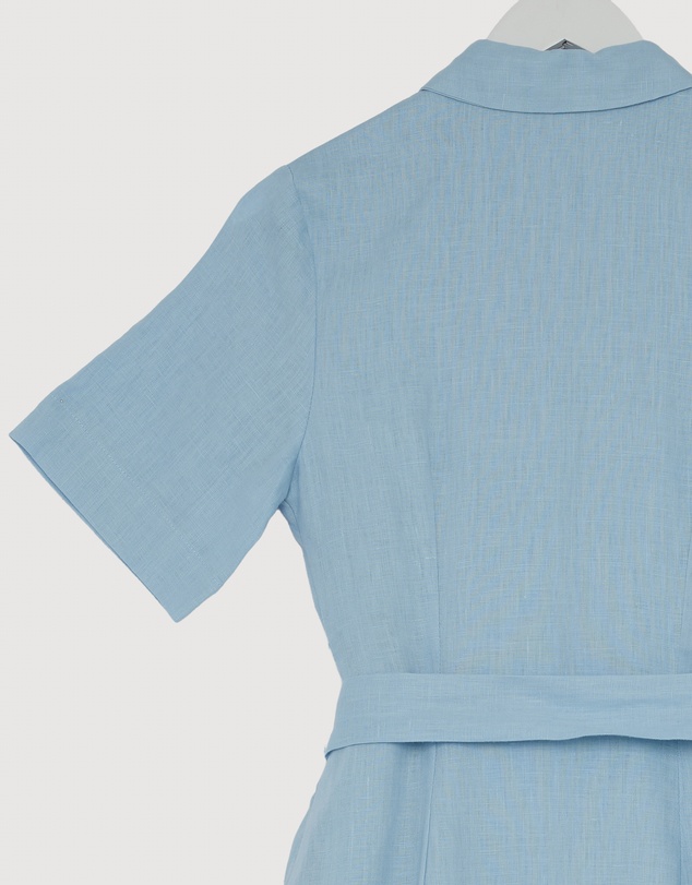 Revibe - Repaired AERE Orien Tuck Waist Linen Shirt Dress - AU 6