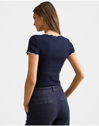 Forever New - Rebecca Scallop Trim T-Shirt