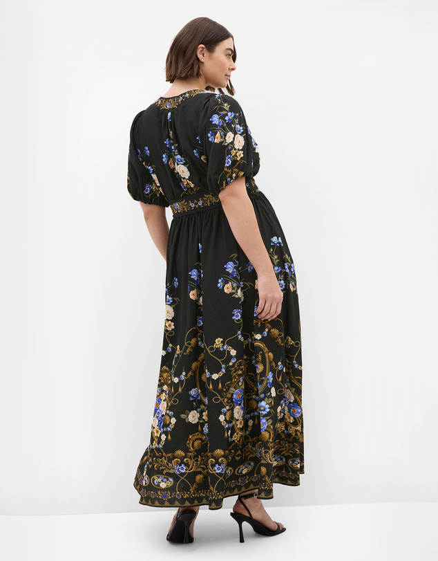 City Chic - Plus size Cassie Border Print Maxi Dress - black